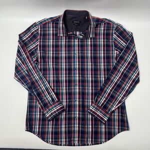 BUGATCHI Men's Shaped Fit Plaid Long Sleeve Button Down Shirt XL